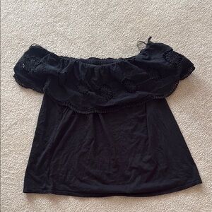 LOFT/ Women’s Tops Elegant Black Eyelet Off-Shoulder Top
